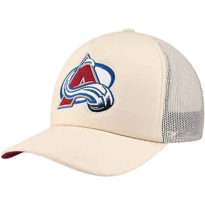 Men's Mitchell & Ness Cream Colorado Avalanche Foam Front Trucker Adjustable Hat