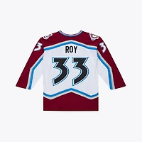 Maillot de jeu puissance Mitchell & Ness Patrick Roy blanc l'Avalanche du Colorado 1995 pour homme