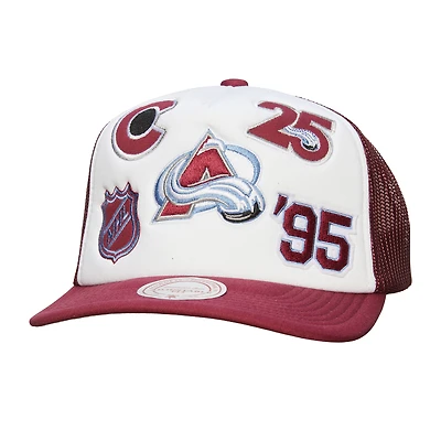 Casquette ajustable pour homme Mitchell & Ness Colorado Avalanche Gridlock blanche/bordeaux