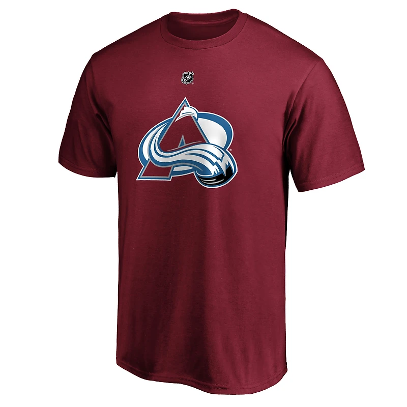 Men's Nathan MacKinnon Burgundy Colorado Avalanche Team Authentic Stack Name & Number T-Shirt