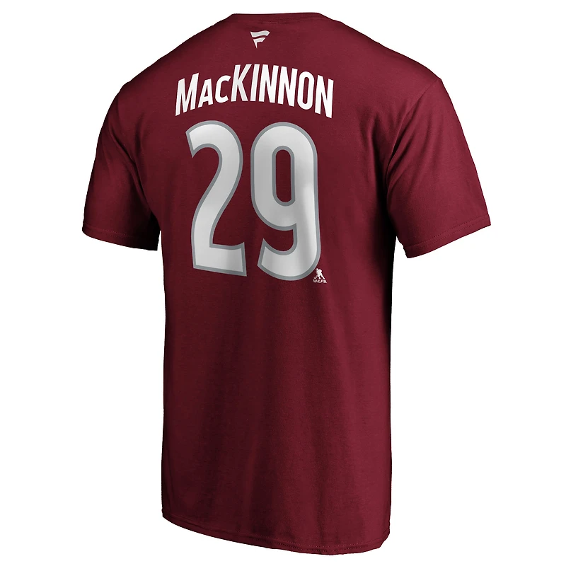 Men's Nathan MacKinnon Burgundy Colorado Avalanche Team Authentic Stack Name & Number T-Shirt