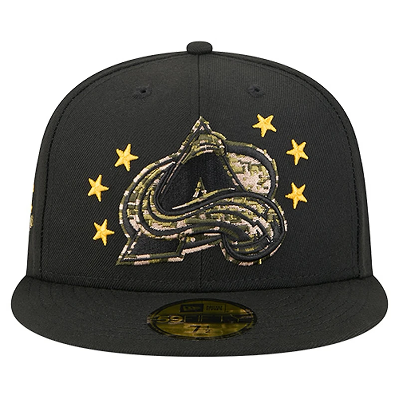 Men's New Era Black Colorado Avalanche Military Appreciation Digital Camo Stars 59FIFTY Fitted Hat