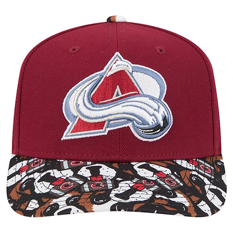 Men's New Era Burgundy Colorado Avalanche Mascot Visor 9SEVENTY Adjustable Hat