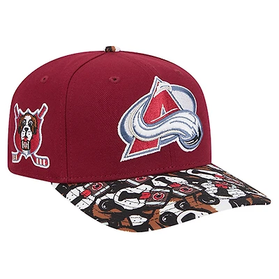 Men's New Era Burgundy Colorado Avalanche Mascot Visor 9SEVENTY Adjustable Hat