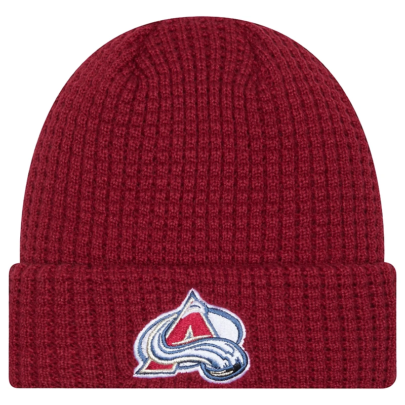 Men's New Era  Burgundy Colorado Avalanche Waffle Cuffed Knit Hat