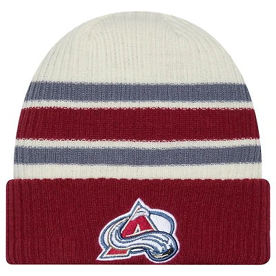 Men's New Era  Cream/Burgundy Colorado Avalanche Vintage Cuffed Knit Hat