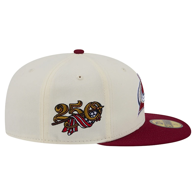 Men's New Era Cream Colorado Avalanche 250th Anniversary of the United States Two-Tone 59FIFTY Fitted Hat