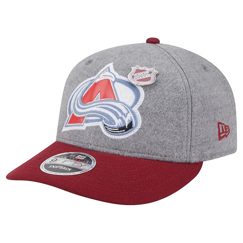 Men's New Era  Gray/Burgundy Colorado Avalanche Wool Pin Low Profile 9FIFTY Snapback Hat