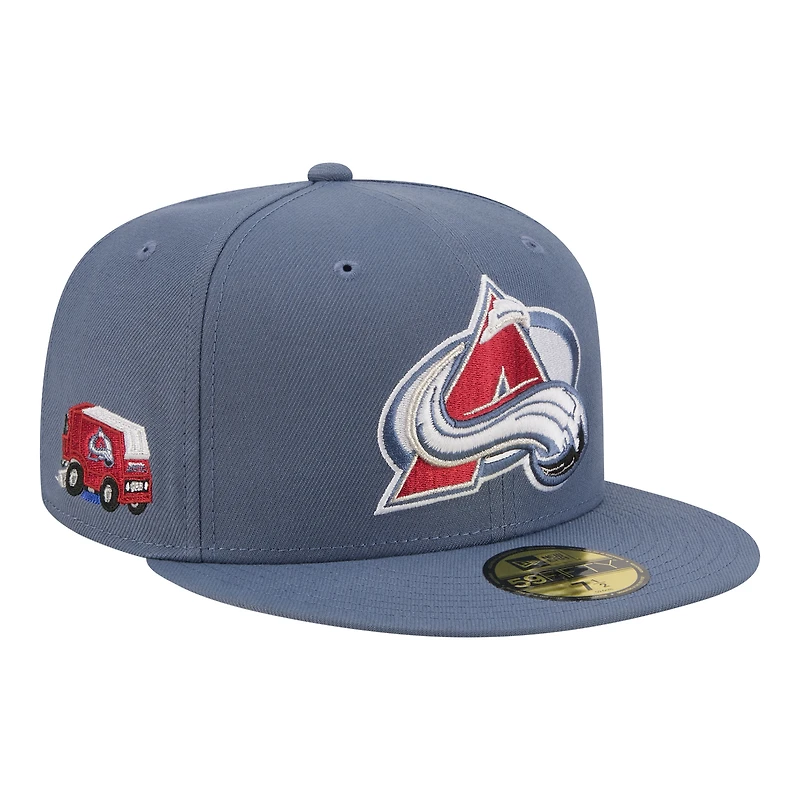 Casquette ajustée New Era 59FIFTY grise pour homme, modèle Colorado Avalanche Zamboni.