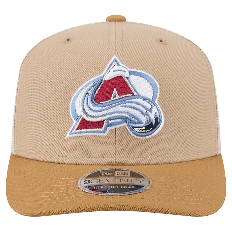 Men's New Era Tan/Light Brown Colorado Avalanche Two-Tone Trucker 9SEVENTY Stretch Snap Adjustable Hat