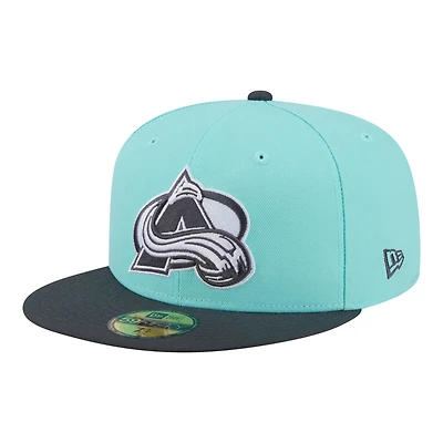 Casquette ajustée New Era 59FIFTY pour homme, coloris turquoise/charbon Colorado Avalanche, lot de deux