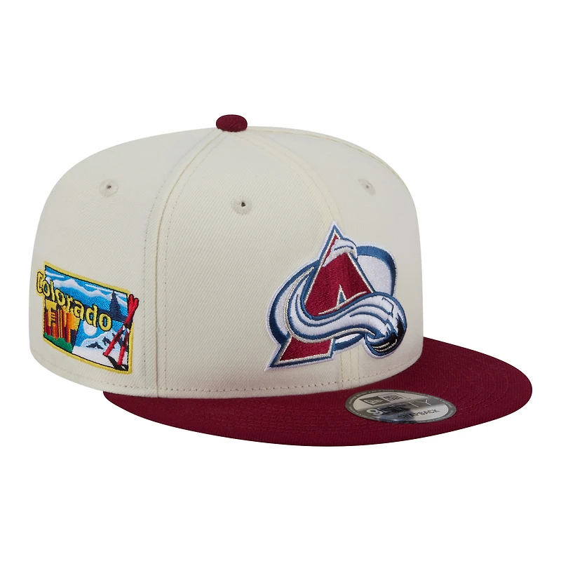 Men's New Era  White/Burgundy Colorado Avalanche Injection Localized Two-Tone 9FIFTY Snapback Hat