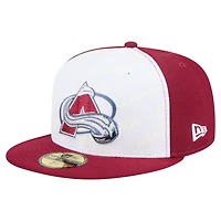 Men's New Era White/Burgundy Colorado Avalanche Repeat Two-Tone 59FIFTY Fitted Hat