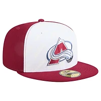 Men's New Era White/Burgundy Colorado Avalanche Repeat Two-Tone 59FIFTY Fitted Hat