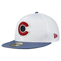 Men's New Era White/Navy Colorado Avalanche Mesh Crown Two-Tone 59FIFTY Fitted Hat