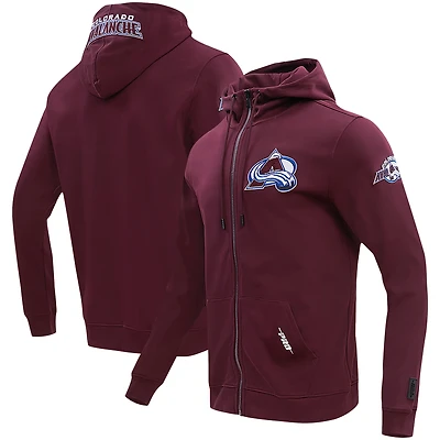 Veste à capuche entièrement zippée en chenille classique Pro Standard bordeaux Colorado Avalanche pour hommes