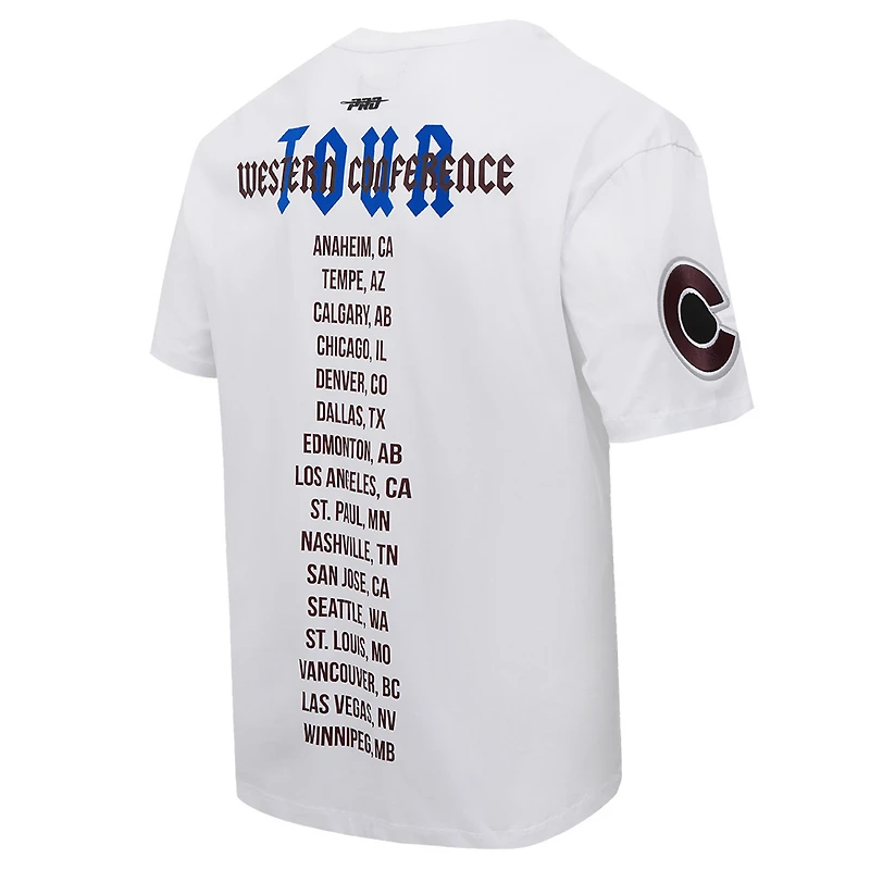 T-shirt blanc Pro Standard pour hommes, Colorado Avalanche City Tour