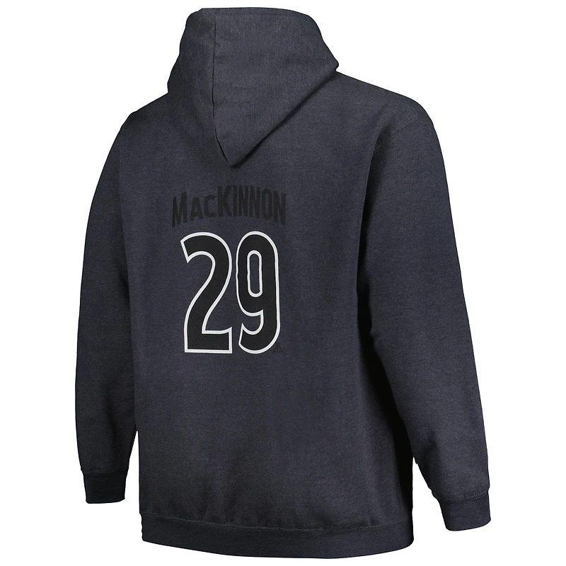 Profil pour hommes Nathan MacKinnon Charcoal Colorado Avalanche Big & Tall Nom et numéro Pull à capuche