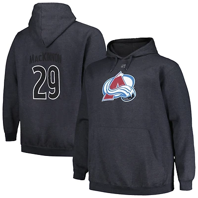 Profil pour hommes Nathan MacKinnon Charcoal Colorado Avalanche Big & Tall Nom et numéro Pull à capuche