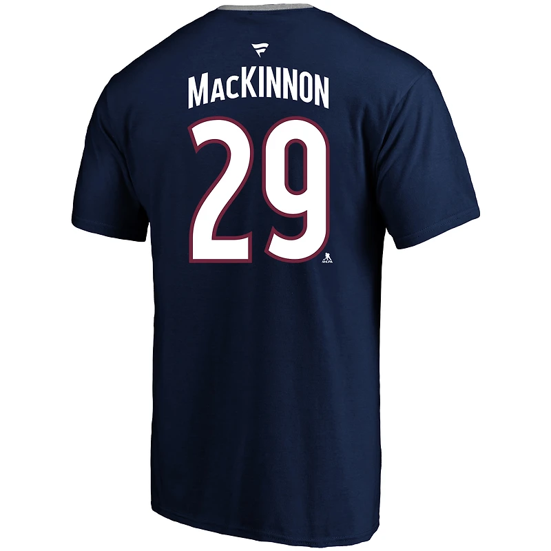 Profil homme Nathan MacKinnon bleu marine Colorado Avalanche grand et nom numéro T-shirt