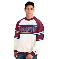 Men's Starter  White Colorado Avalanche Defense Fleece Crewneck Sweatshirt