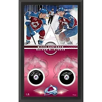Mikko Rantanen et Nathan MacKinnon Colorado Avalanche Encadré Autographié Rondelle De Hockey Shadowbox Avec Rondelles De Hockey