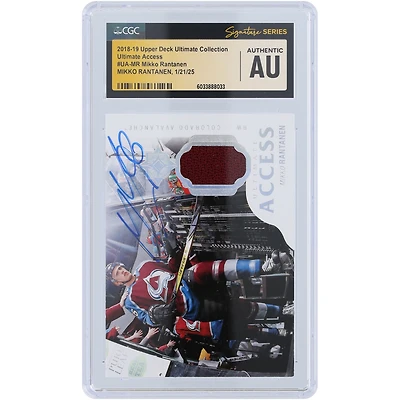 Carte autographiée de Mikko Rantanen Colorado Avalanche 2018-19 Upper Deck Ultimate Collection Ultimate Access Relic #UA-MR CGC Fanatics Witnessed Authenticated