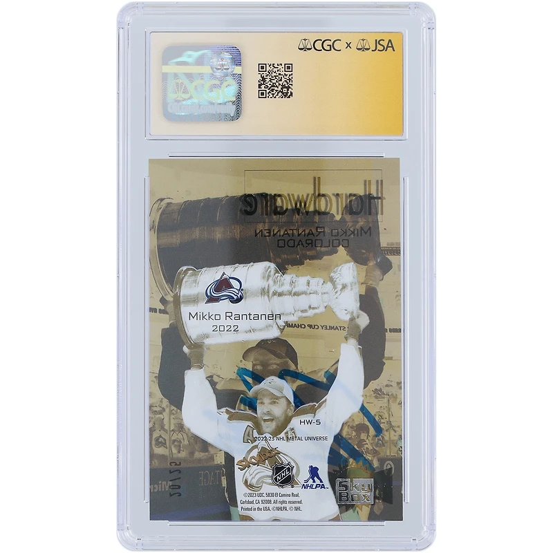 Mikko Rantanen Colorado Avalanche Autographed 2022-23 Upper Deck Metal Universe Gold Spectrum Hardware #HW-5 #/25 CGC Fanatics Witnessed Authenticated 9/10 Card