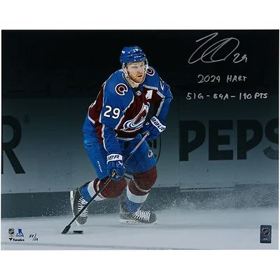 Nathan MacKinnon Colorado Avalanche Autographed 16" x 20" Burgundy Jersey Spotlight Photograph with Multiple Inscriptions - Limited Edition #24/24