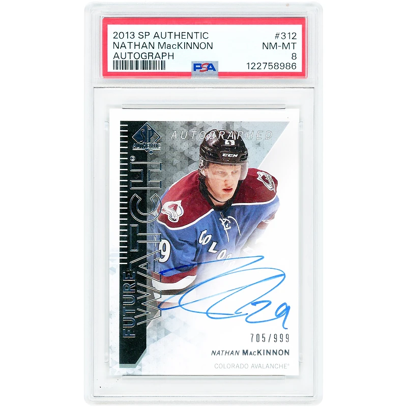Nathan MacKinnon Colorado Avalanche Autographed 2013-14 Upper Deck SP Authentic Future Watch #312 #705/999 PSA Authenticated 8 Rookie Card
