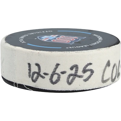 Nathan MacKinnon Colorado Avalanche Game-Used Goal Puck vs. New York Rangers on December 6, 2025 - First of Two Goals Scored