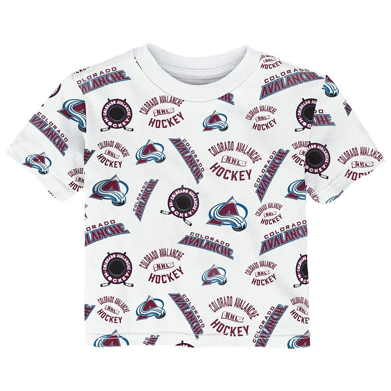 Toddler Outerstuff White Colorado Avalanche Run Down All-Over-Print T-Shirt