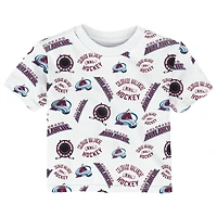 Toddler Outerstuff White Colorado Avalanche Run Down All-Over-Print T-Shirt