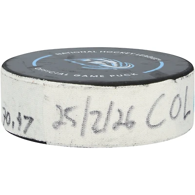 Victor Olofsson Colorado Avalanche Game-Used Goal Puck from February 25, 2026 vs. Utah Mammoth