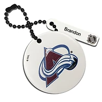 Étiquette de sac ronde en cuir personnalisée avec logo Colorado Avalanche blanc