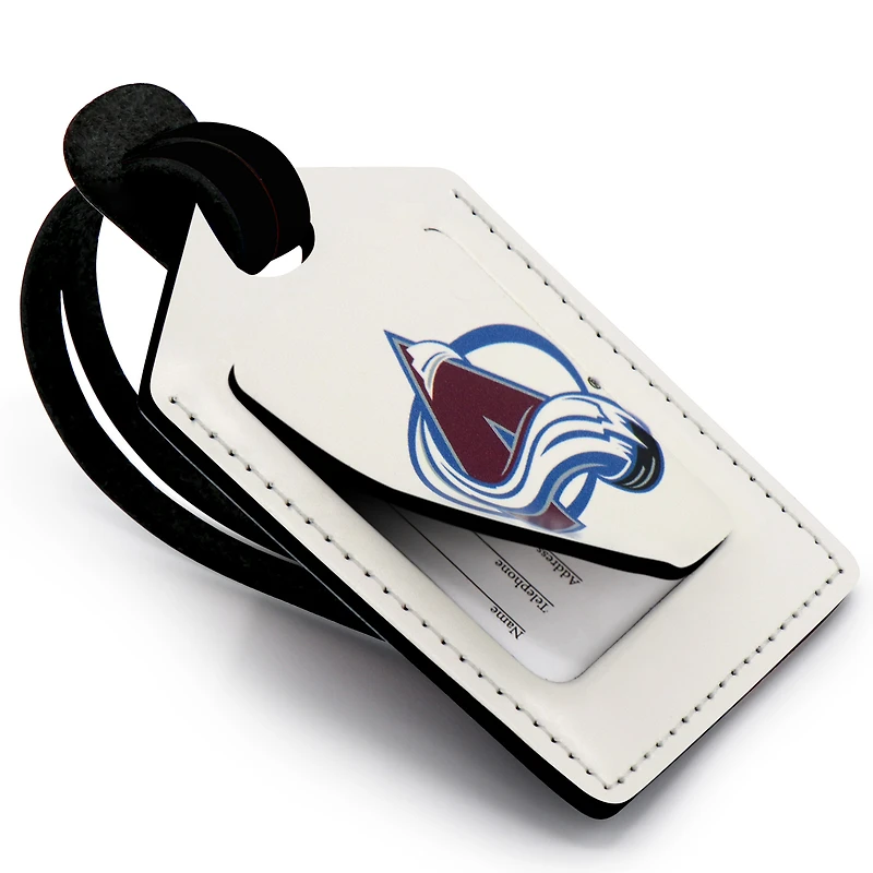 White Colorado Avalanche Personalized Leather Luggage Tag