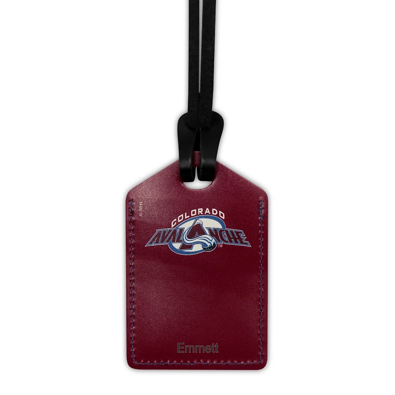 White Colorado Avalanche Personalized Leather Luggage Tag