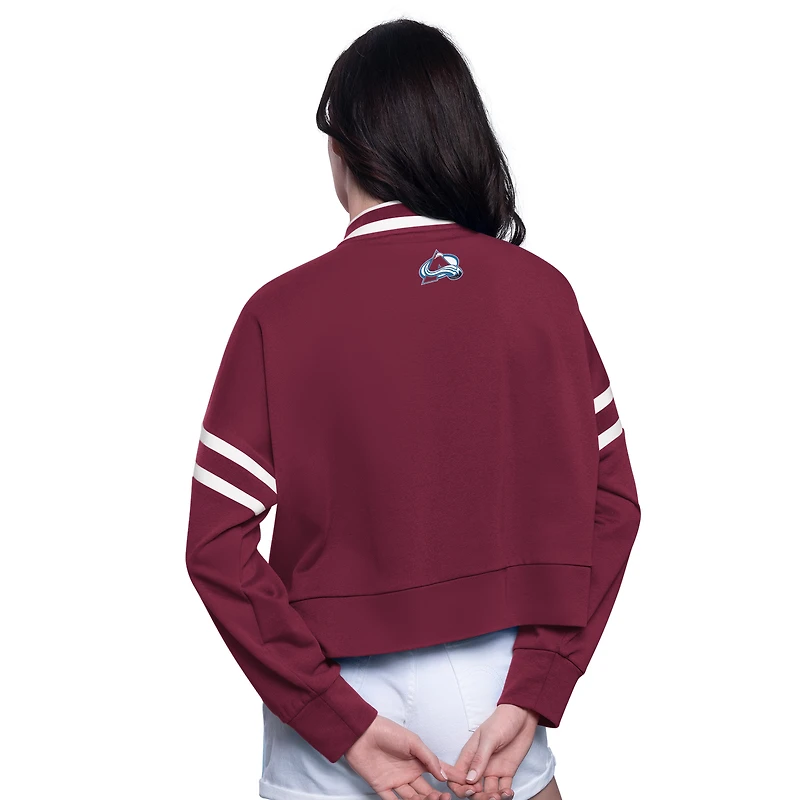 Women's Starter  Burgundy Colorado Avalanche Power Play Cropped Pullover Sweatshirt