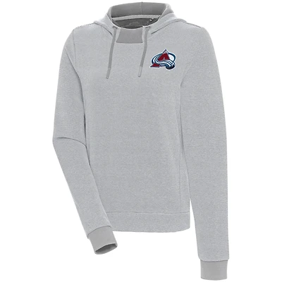 Women's Antigua Gray Colorado Avalanche Axe Bunker Tri-Blend Pullover Hoodie