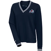 Women's Antigua  Navy Colorado Avalanche Parker V-Neck Pullover Top