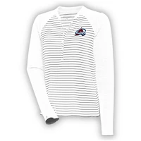 Women's Antigua  White Colorado Avalanche Maverick Henley Long Sleeve T-Shirt