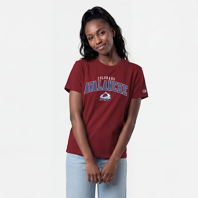Women's Champion  Burgundy Colorado Avalanche Arch Mascot Logo T-Shirt