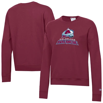Sweat-shirt Champion pour femme, bordeaux, Colorado Avalanche, logo Lockup Powerblend