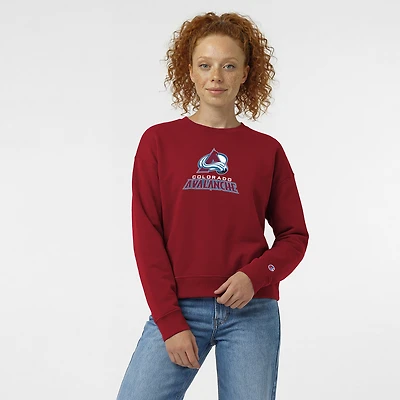 Sweat-shirt Champion pour femme, bordeaux, Colorado Avalanche, logo Lockup Powerblend