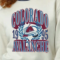 Sweat-shirt à col rond Champion crème Colorado Avalanche Bold Laurels pour femme, en fil tissé inversé