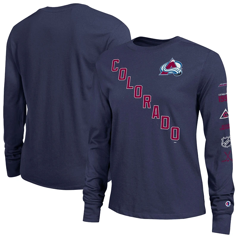 Women's Champion  Navy Colorado Avalanche 2-Hit Long Sleeve T-Shirt