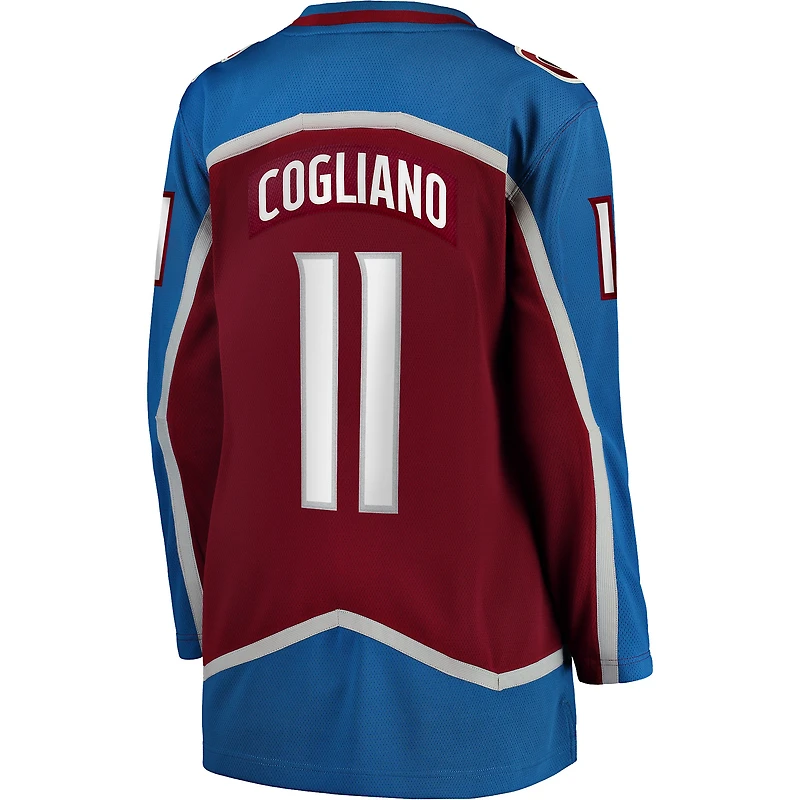 Fanatics pour femmes Andrew Cogliano Bourgogne Colorado Avalanche Home Breakaway Player Maillot