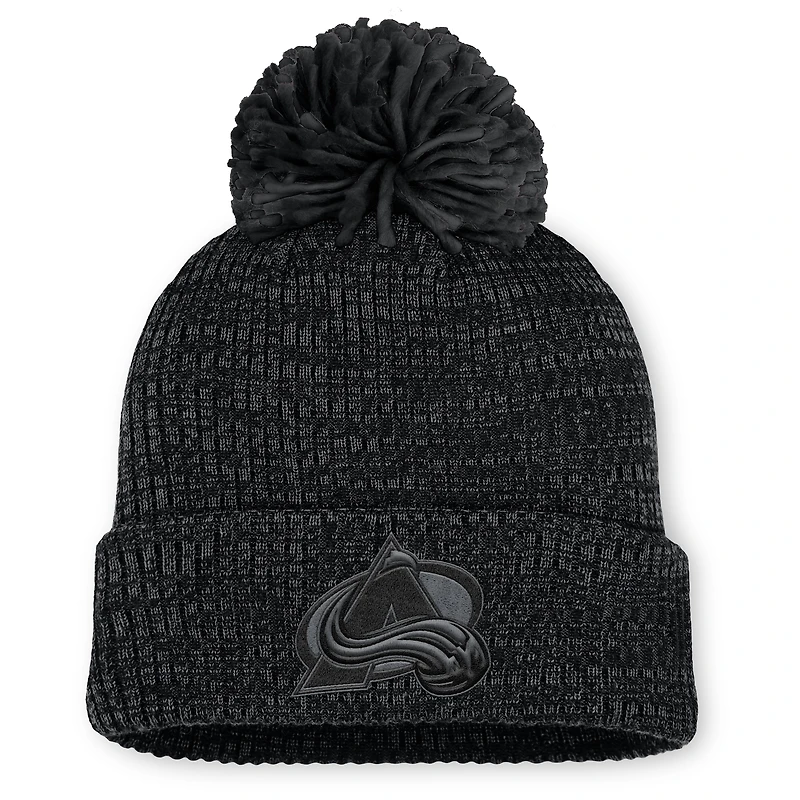 Women's Fanatics Black Colorado Avalanche Authentic Pro Road Cuffed Knit Hat with Pom