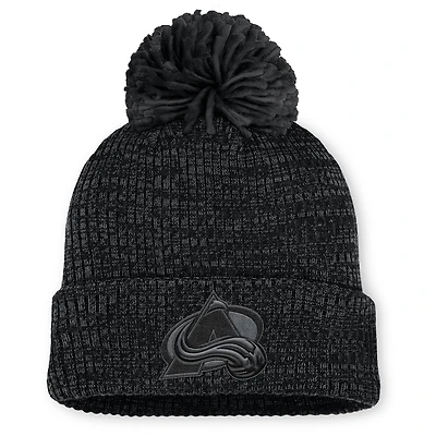 Women's Fanatics Black Colorado Avalanche Authentic Pro Road Cuffed Knit Hat with Pom