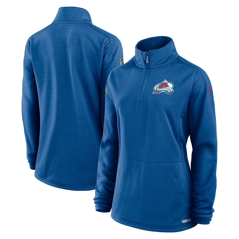Pull à fermeture éclair quart de tour Authentic Pro Rink bleu pour femme la collection Fanatics Colorado Avalanche